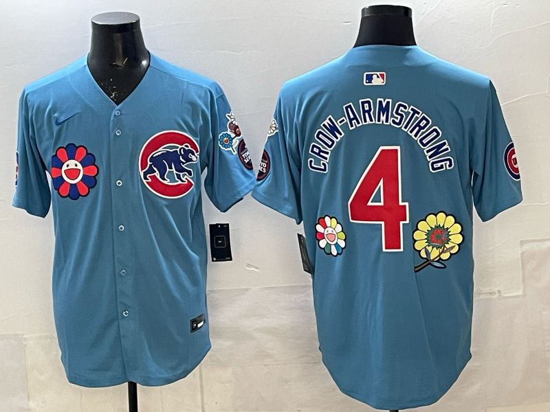Men Chicago Cubs #4 Crow Armstrong Light Blue Game Nike MLB 2025 Jersey 002